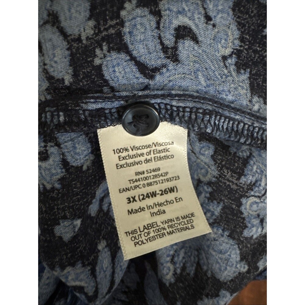 Terra & Sky Womens‎ Plus Size 3X Blue Floral Tunic Long Sleeve Asymmetrical Hem - Picture 7 of 11